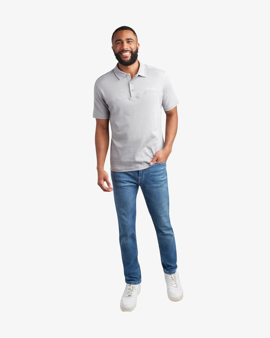 Men's Short Sleeve Interlock Polo - Pewter | Spyder Tops