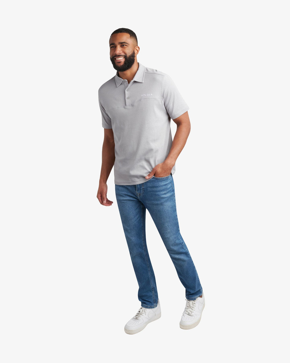Men's Short Sleeve Interlock Polo - Pewter | Spyder Tops