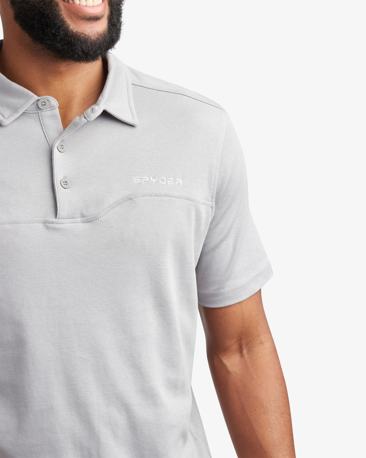 Men's Short Sleeve Interlock Polo - Pewter | Spyder Tops