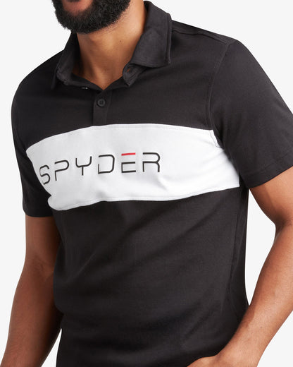 Men's Short Sleeve Color Block Polo - Black | Spyder Tops