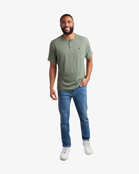 Men's Short Sleeve Henley - Spruce Green | Spyder Tops