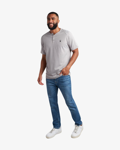 Men's Short Sleeve Henley - Pewter | Spyder Tops