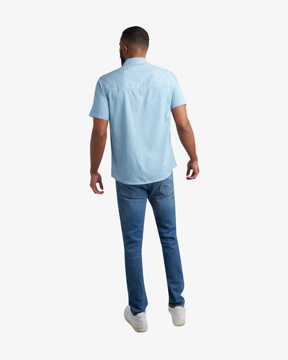 Men's Short Sleeve Mini Check Polo - Cobalt | Spyder Tops