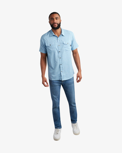 Men's Short Sleeve Mini Check Polo - Cobalt | Spyder Tops