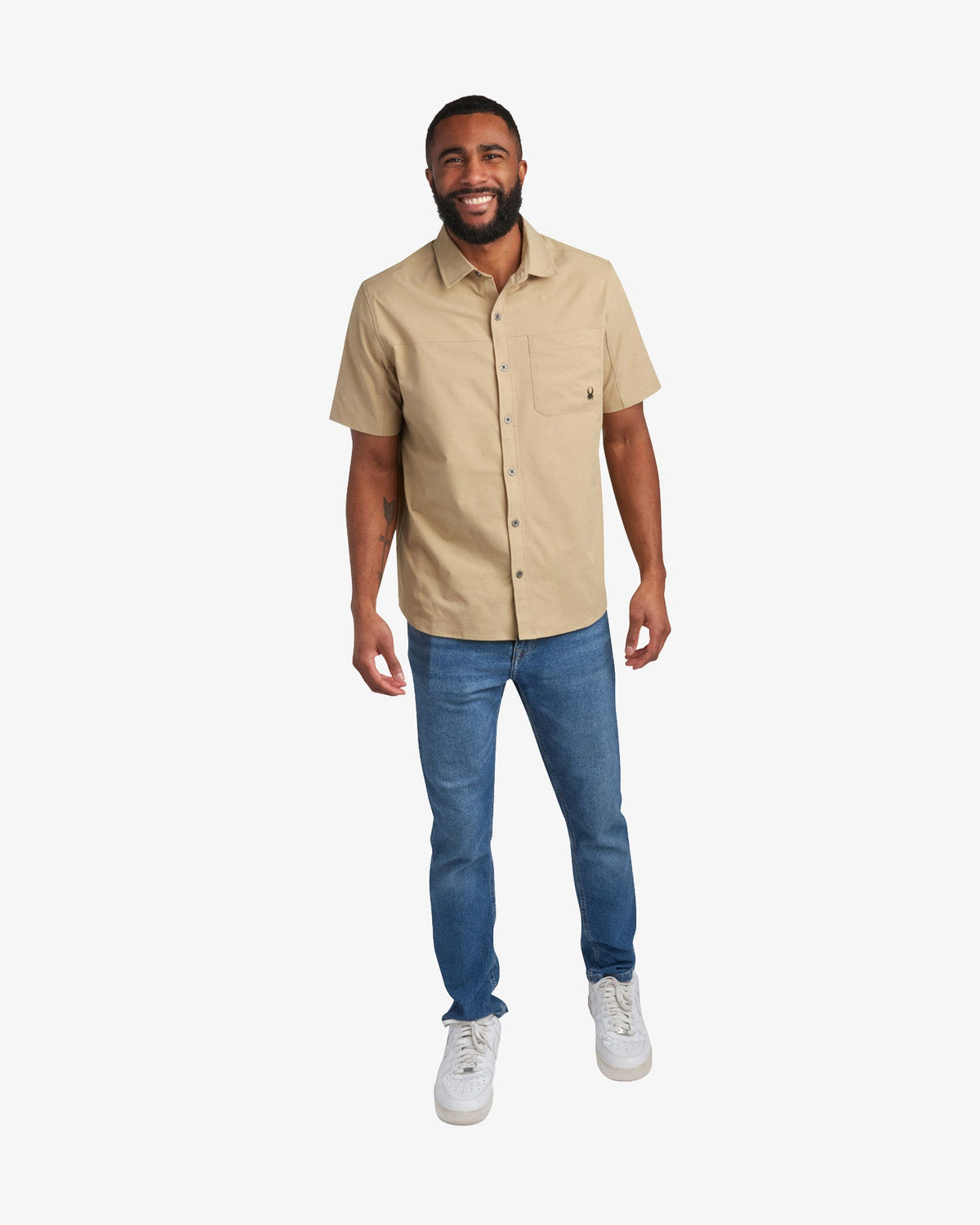 Men's Short Sleeve Ripstop Polo - Khaki | Spyder Tops