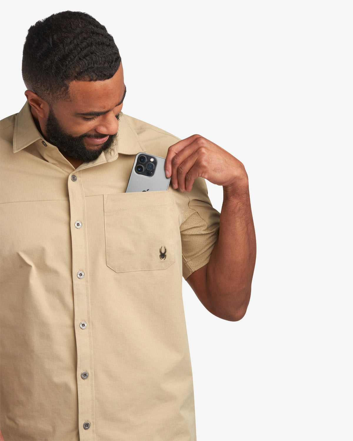 Men's Short Sleeve Ripstop Polo - Khaki | Spyder Tops