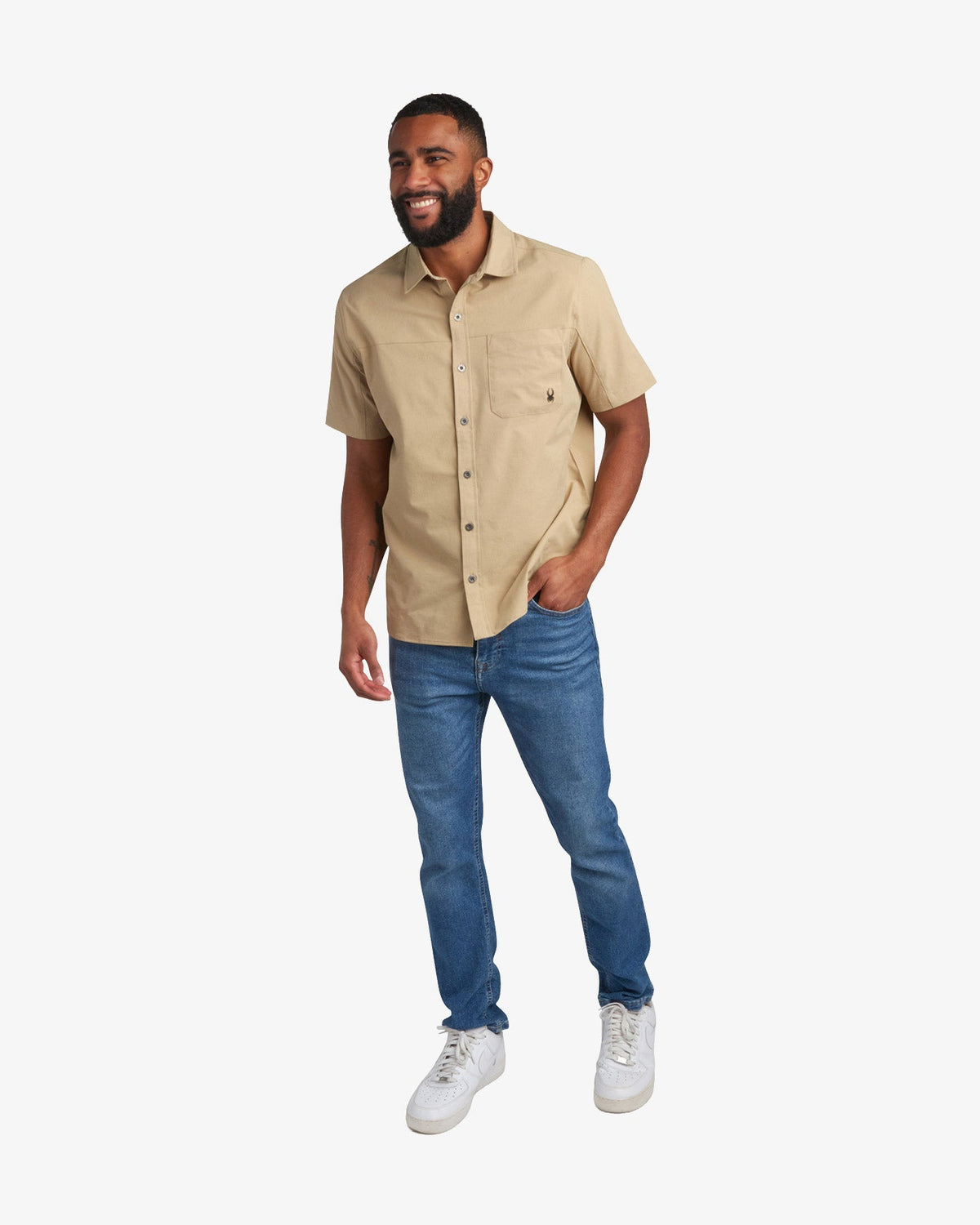 Men's Short Sleeve Ripstop Polo - Khaki | Spyder Tops