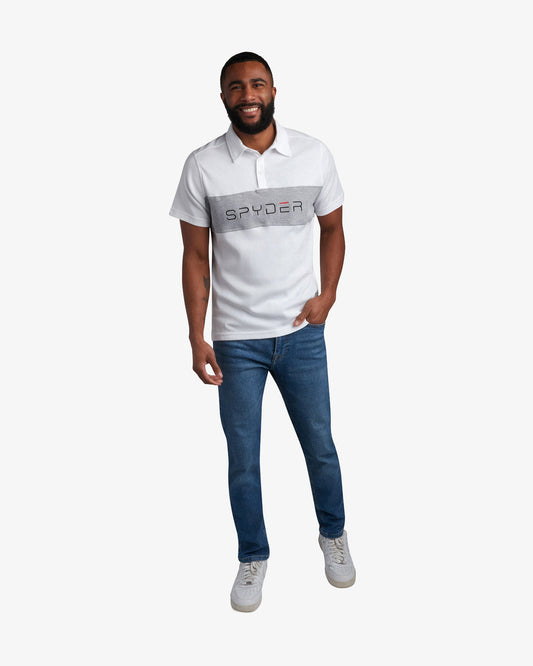 Men's Short Sleeve Color Block Polo - White | Spyder Tops