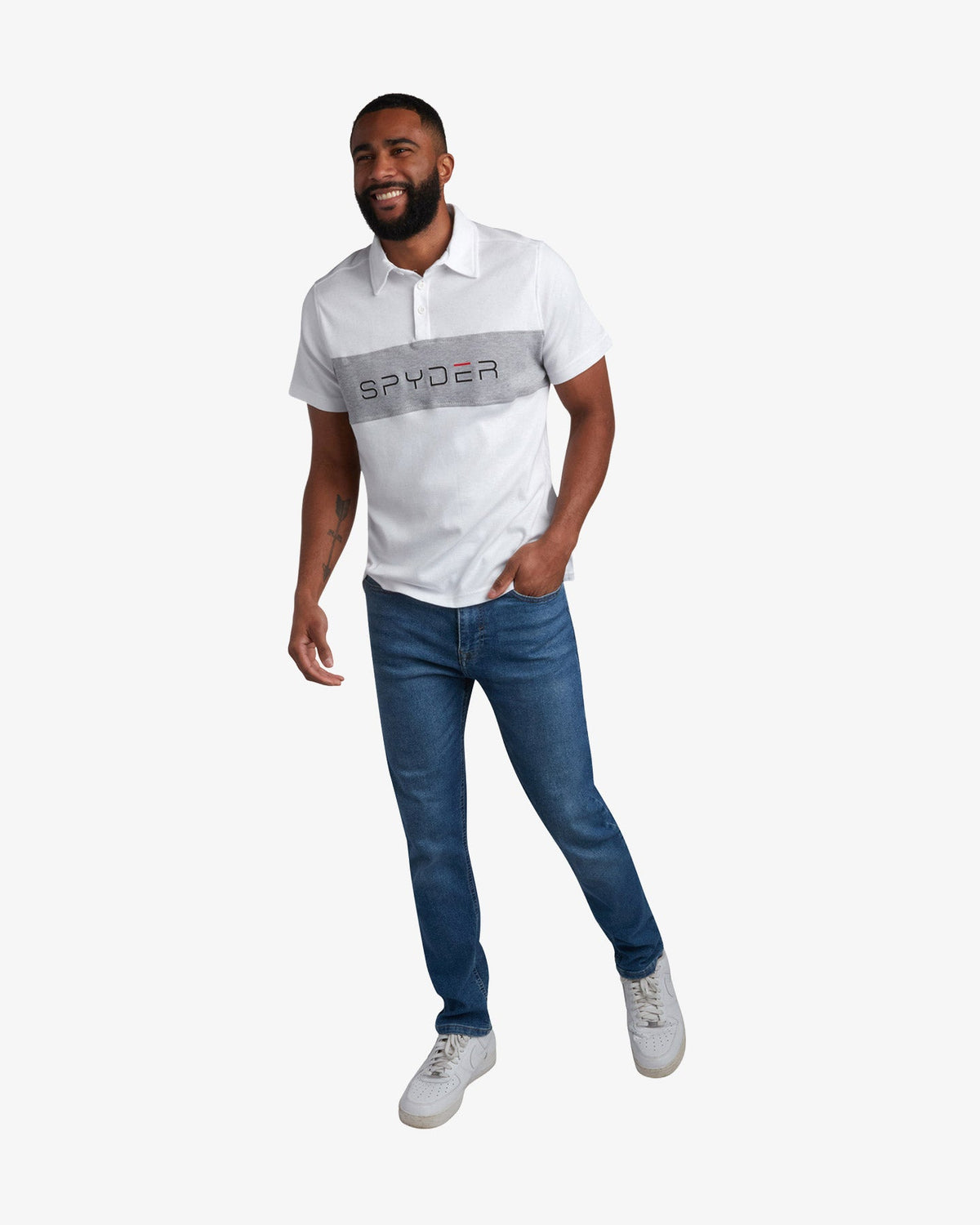 Men's Short Sleeve Color Block Polo - White | Spyder Tops