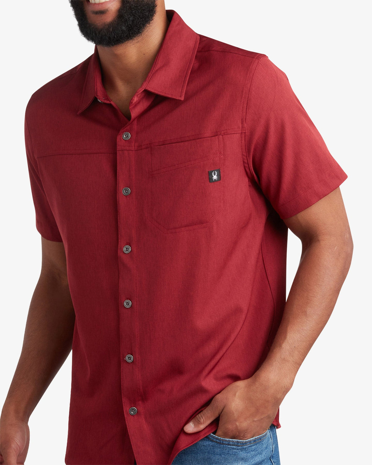 Men's Short Sleeve Mini Stripe Polo - Pomegranate | Spyder Tops