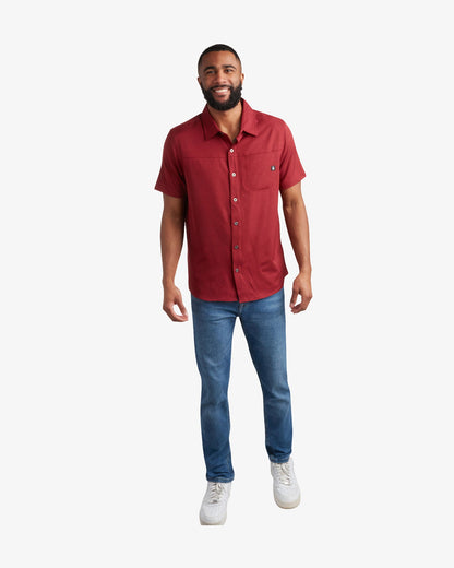 Men's Short Sleeve Mini Stripe Polo - Pomegranate | Spyder Tops