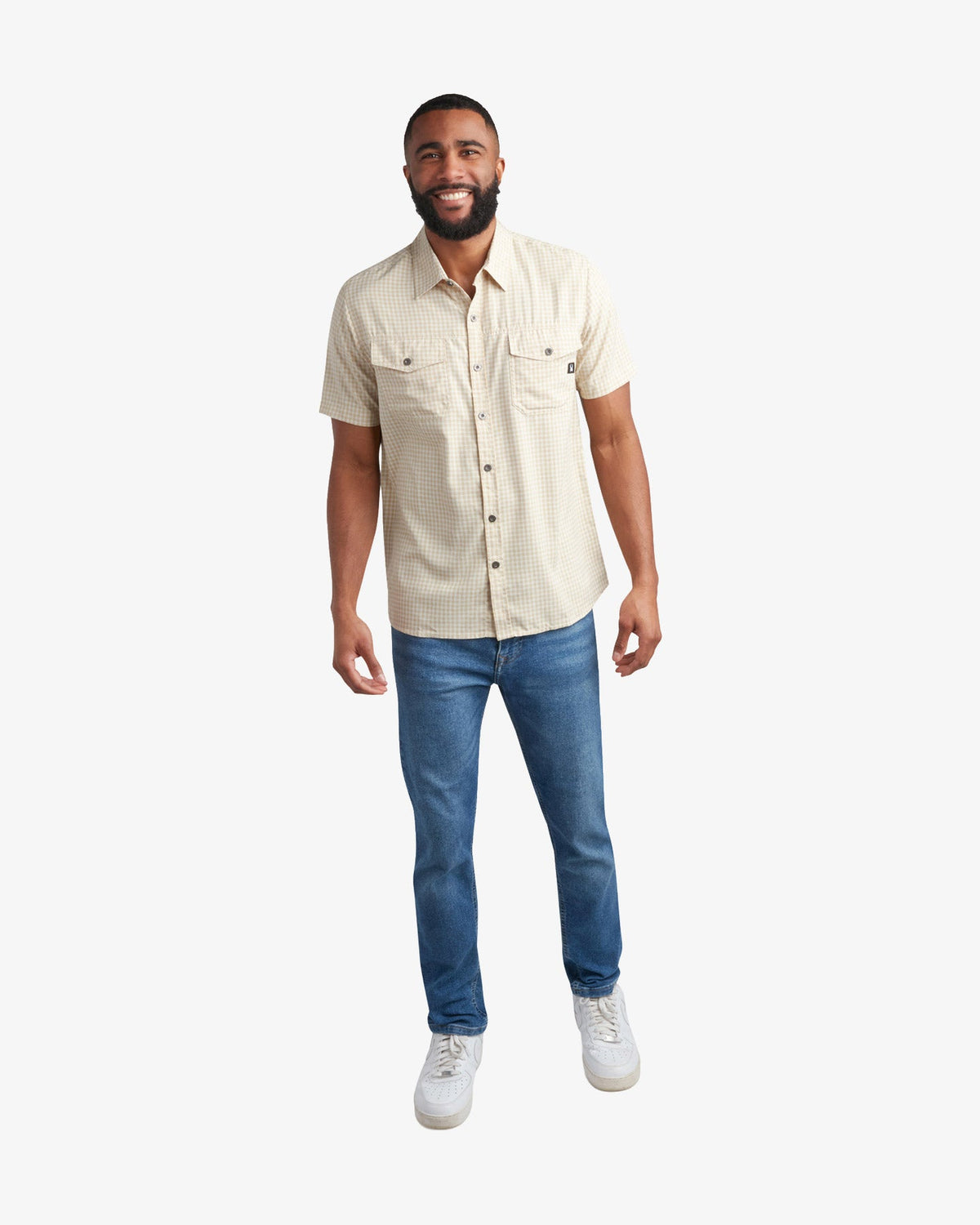 Mens Short Sleeve Mini Check Polo - Khaki | Spyder Tops