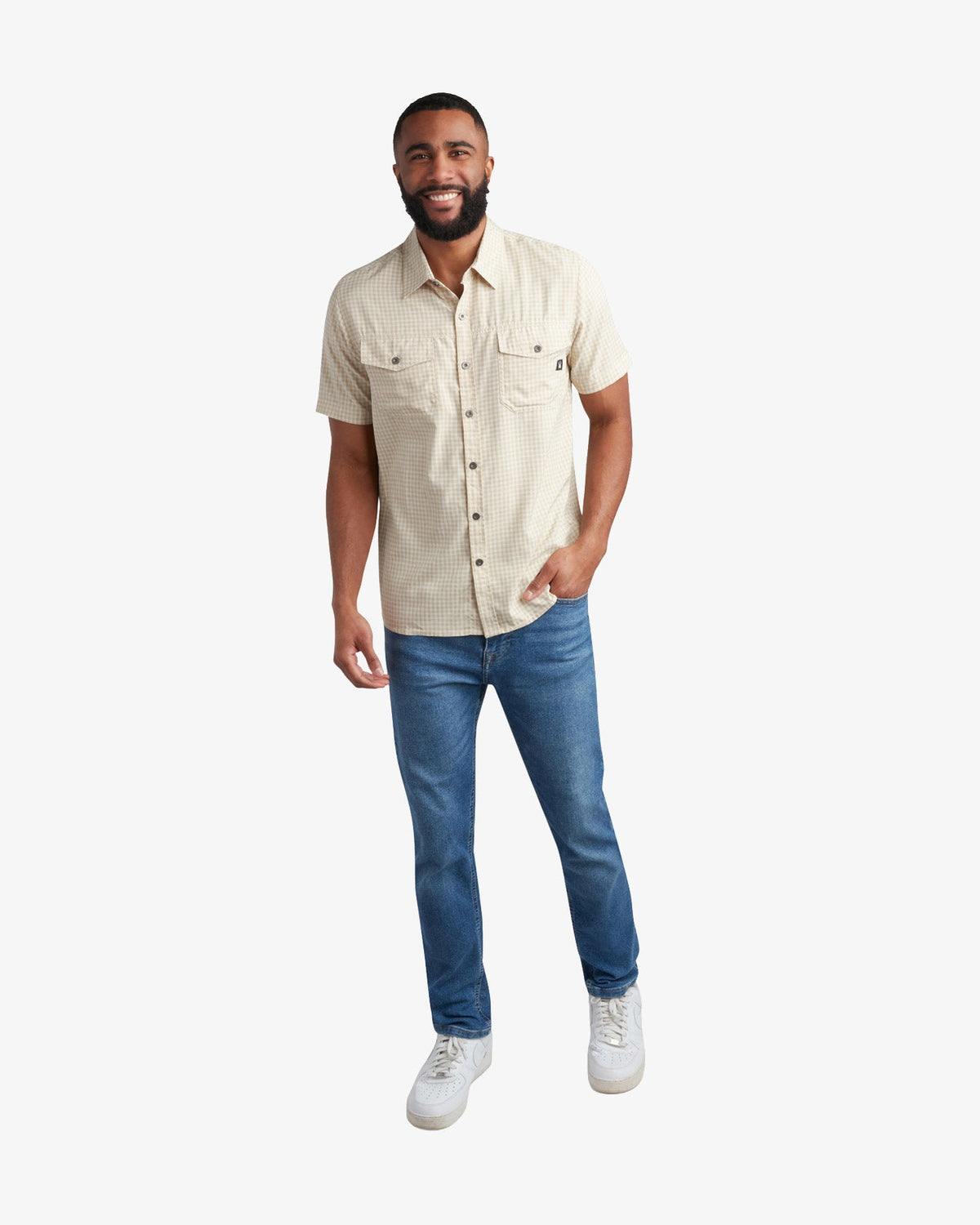 Mens Short Sleeve Mini Check Polo - Khaki | Spyder Tops