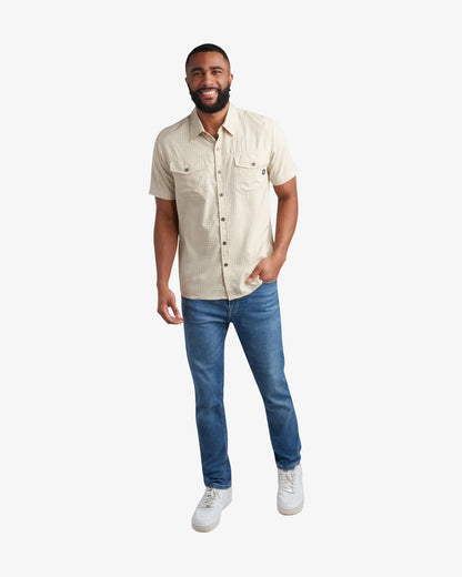 Mens Short Sleeve Mini Check Polo - Khaki | Spyder Tops