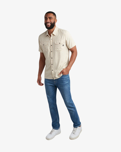 Mens Short Sleeve Mini Check Polo - Khaki | Spyder Tops