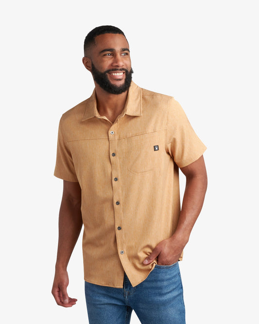 Men's Short Sleeve Mini Stripe Polo - Carmel | Spyder Tops
