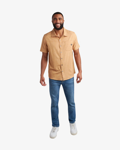 Men's Short Sleeve Mini Stripe Polo - Carmel | Spyder Tops