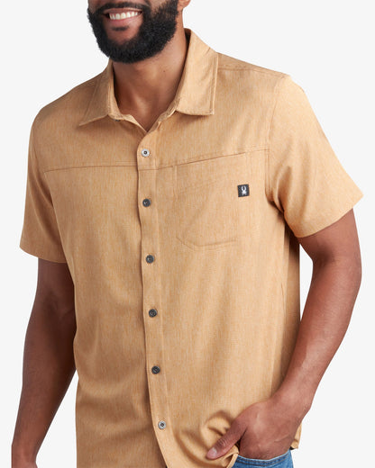 Men's Short Sleeve Mini Stripe Polo - Carmel | Spyder Tops