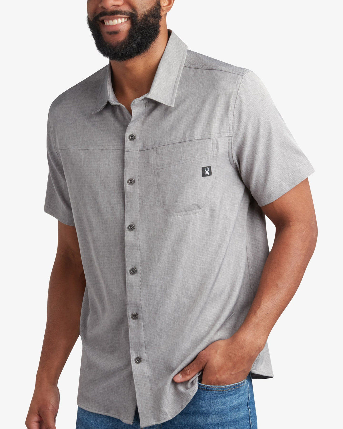 Men's Short Sleeve Mini Stripe Polo - Gray | Spyder Tops