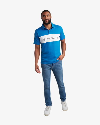 Men's Short Sleeve Color Block Polo - Cobalt | Spyder Tops