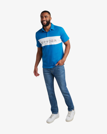 Men's Short Sleeve Color Block Polo - Cobalt | Spyder Tops