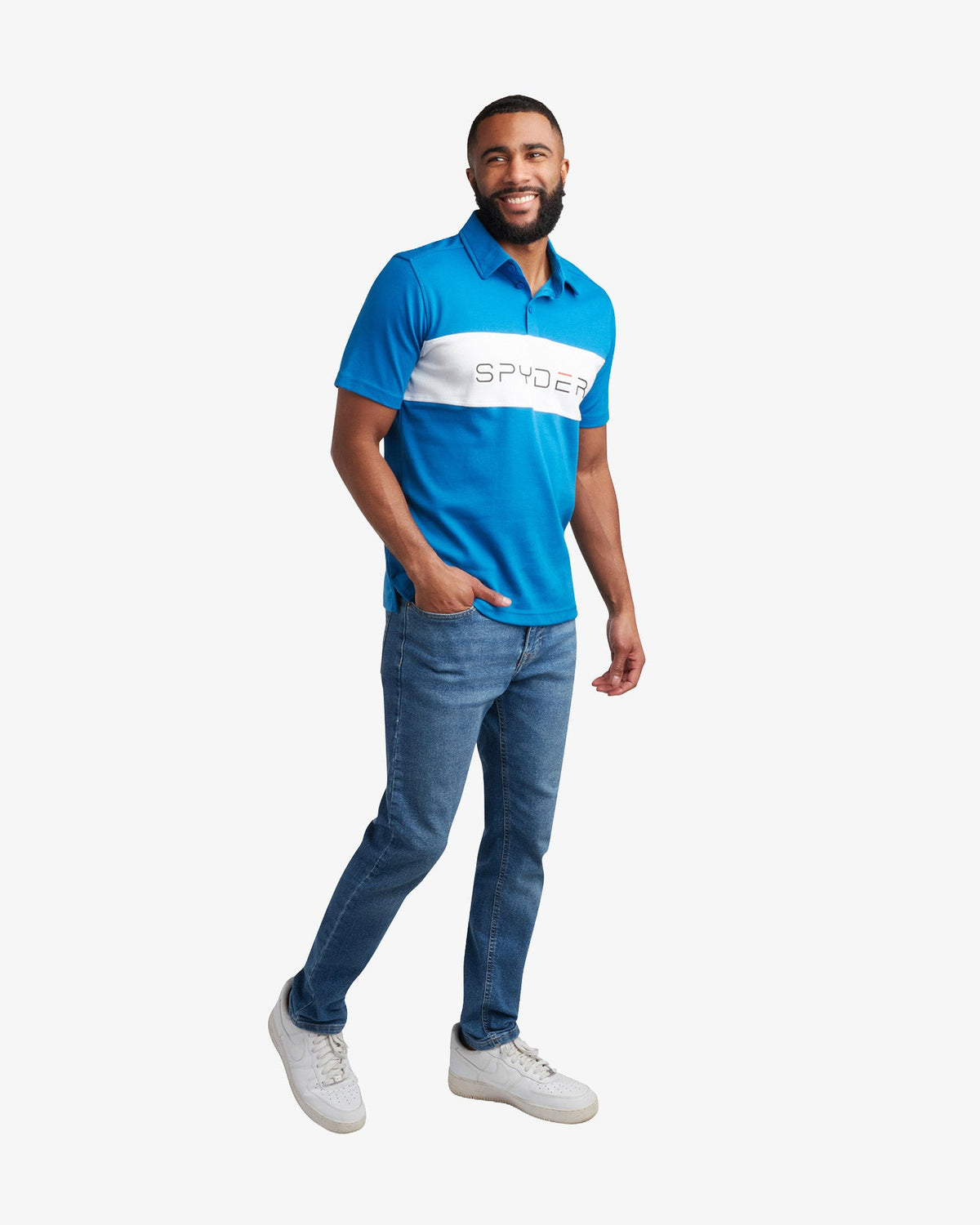 Men's Short Sleeve Color Block Polo - Cobalt | Spyder Tops