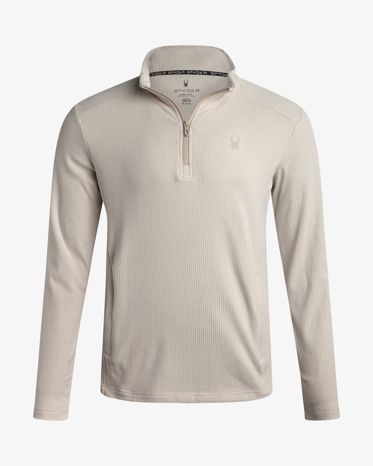 Men's Corduroy Double Knit Quarter Zip - Bone | Spyder Sweatshirt