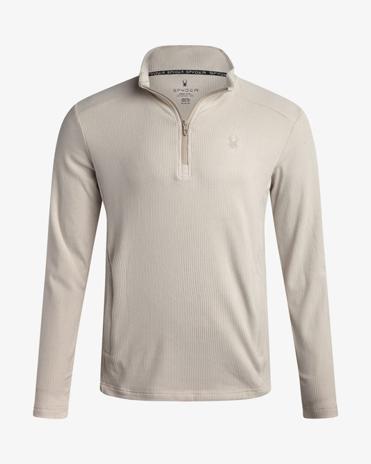 Men's Corduroy Double Knit Quarter Zip - Bone | Spyder Sweatshirt