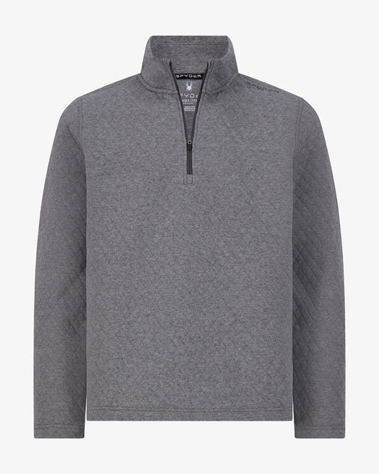 Men's Diamond Quilt Quarter Zip - Gray | Spyder Sweatshirt