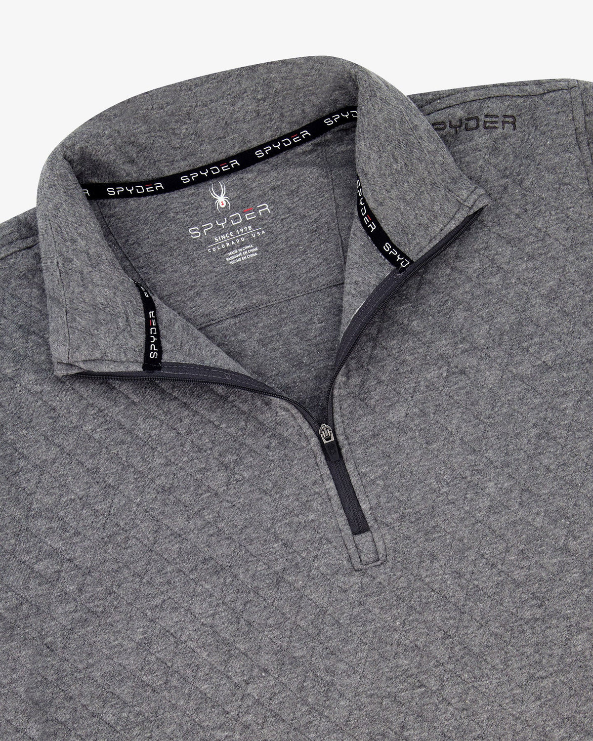 Men's Diamond Quilt Quarter Zip - Gray | Spyder Sweatshirt