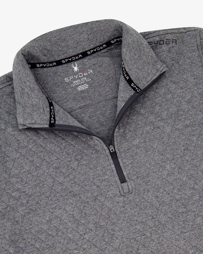 Men's Diamond Quilt Quarter Zip - Gray | Spyder Sweatshirt