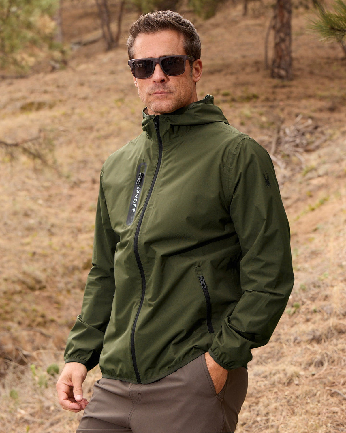 Men's Mountain Mist Rain Jacket - Olive | Spyder Jackets