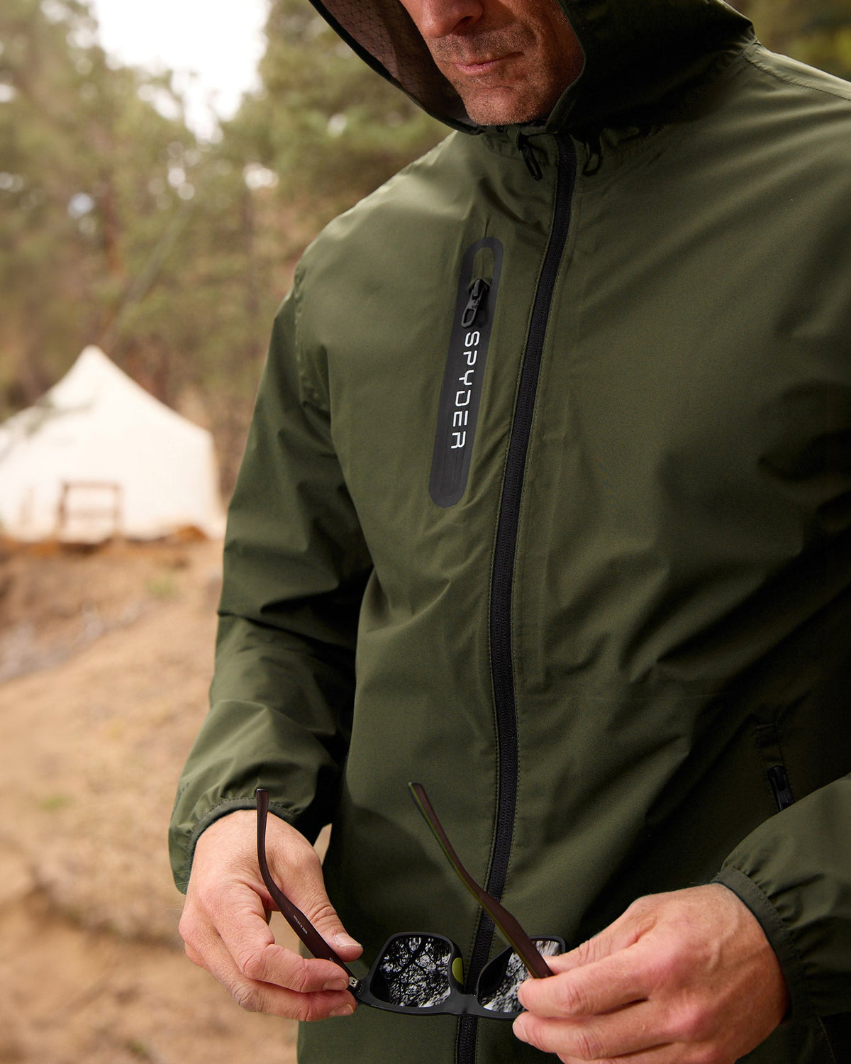 Men's Mountain Mist Rain Jacket - Olive | Spyder Jackets