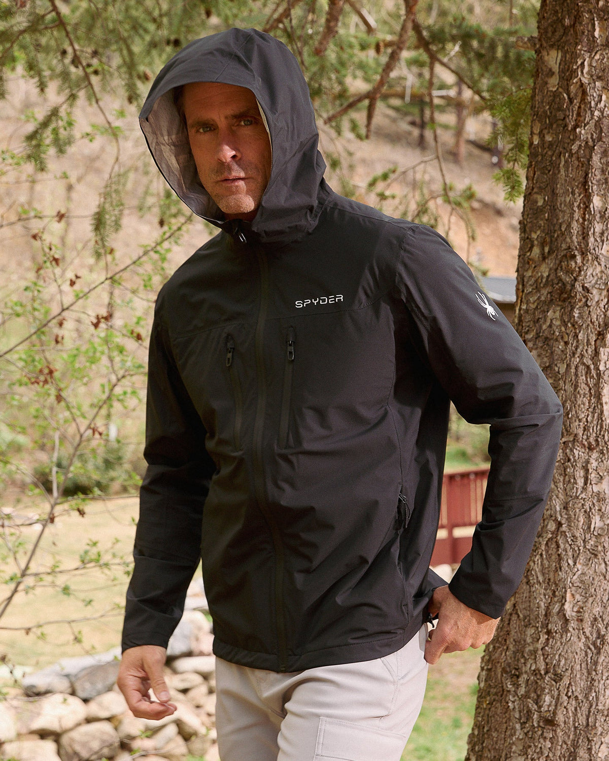 Men's Overcast Rain Jacket - Black | Spyder Jackets