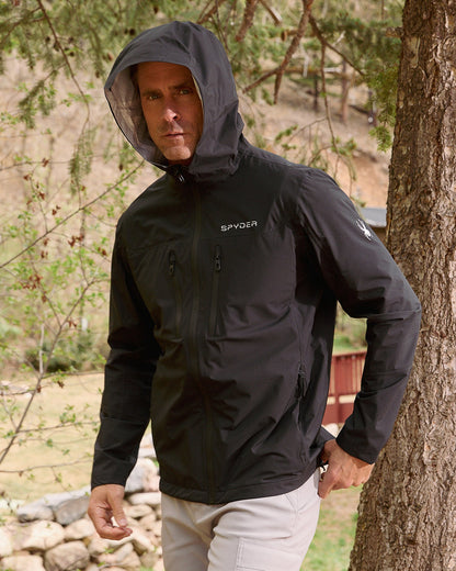 Men's Overcast Rain Jacket - Black | Spyder Jackets