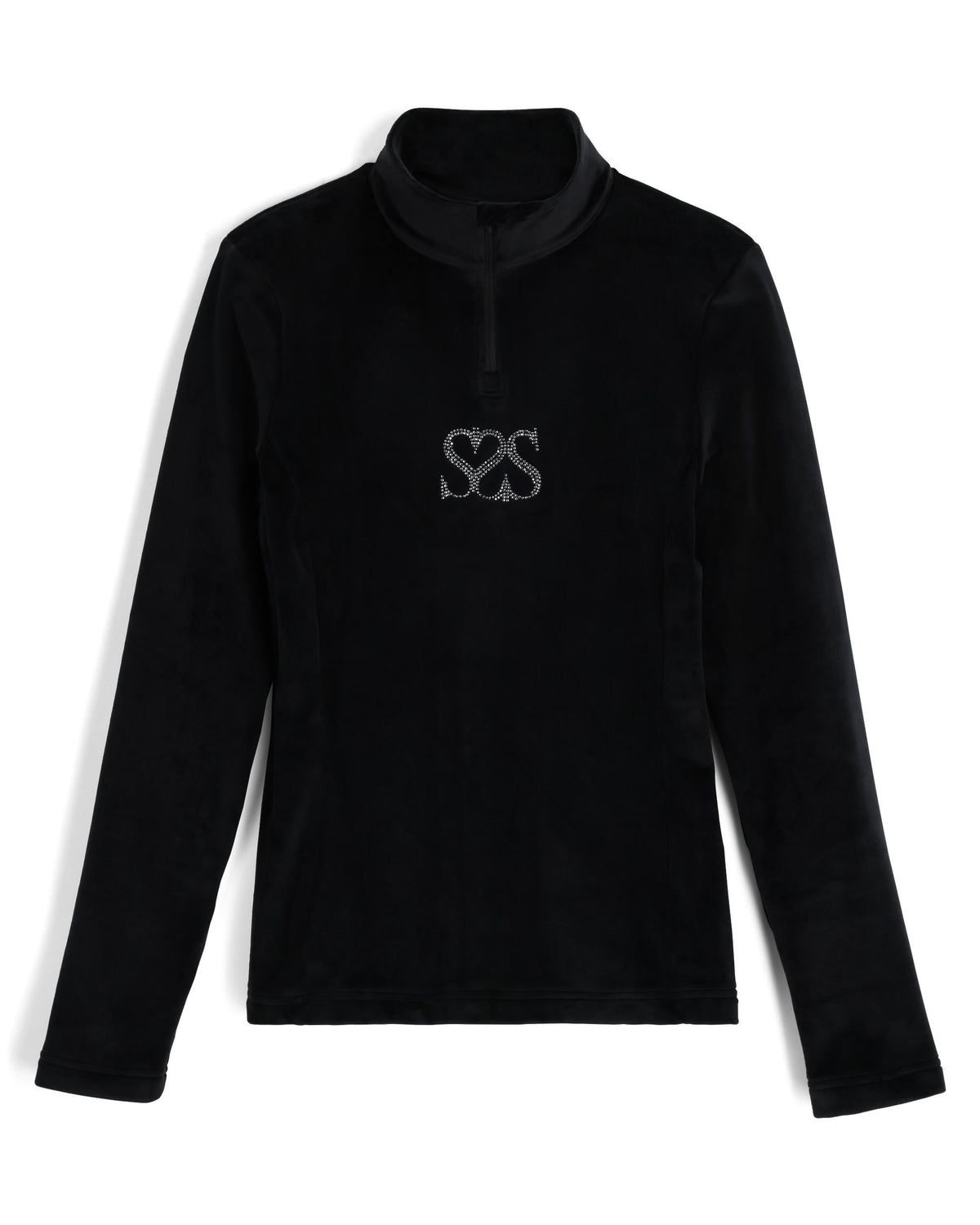 Women's Society Shimmer Bug Zip T-Neck - Society Black | Spyder Midlayers