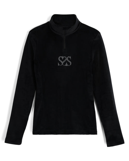 Women's Society Shimmer Bug Zip T-Neck - Society Black | Spyder Midlayers