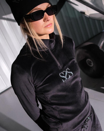 Women's Society Shimmer Bug Zip T-Neck - Society Black | Spyder Midlayers