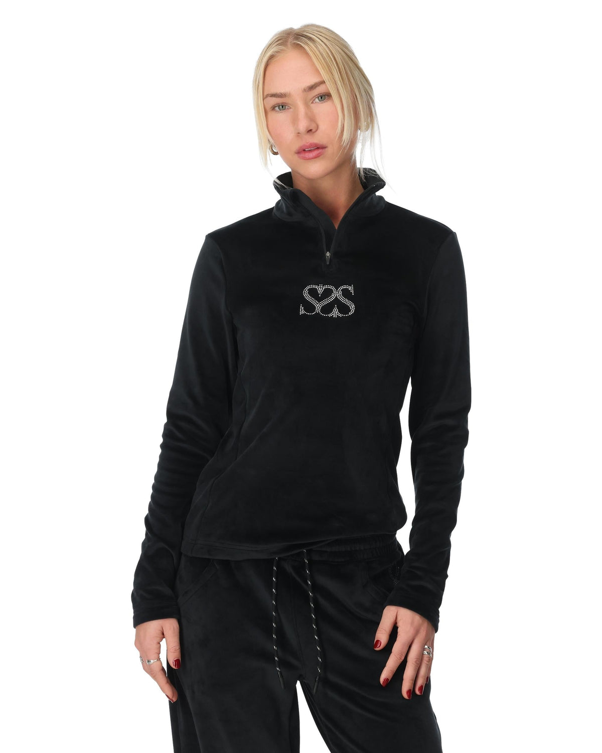 Women's Society Shimmer Bug Zip T-Neck - Society Black | Spyder Midlayers