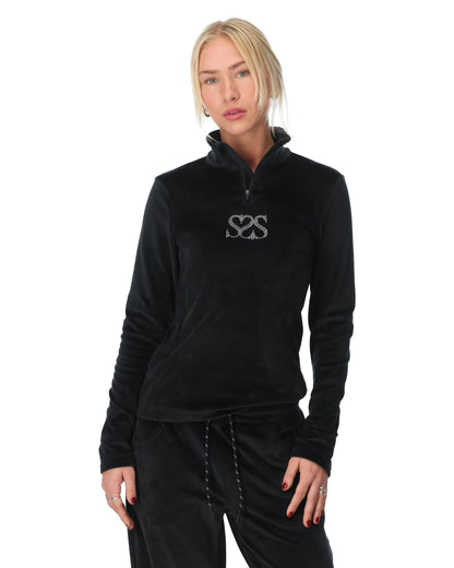 Women's Society Shimmer Bug Zip T-Neck - Society Black | Spyder Midlayers