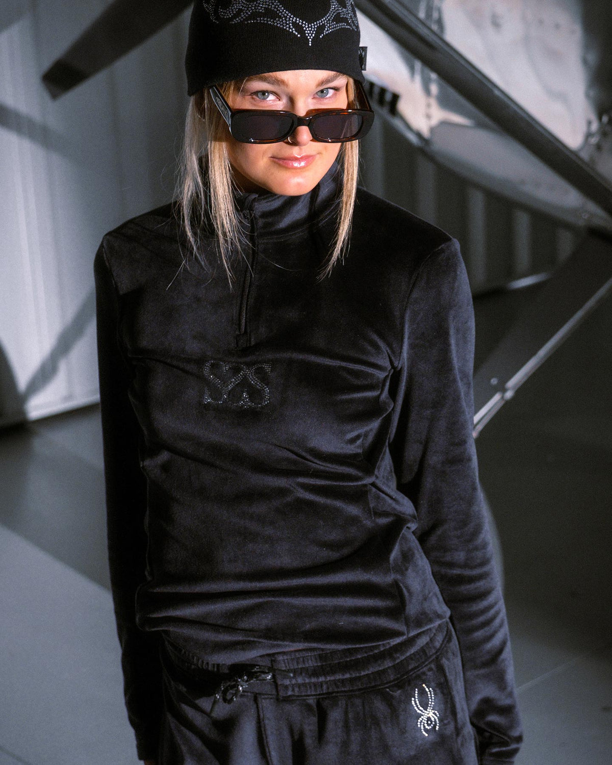 Women's Society Shimmer Bug Zip T-Neck - Society Black | Spyder Midlayers