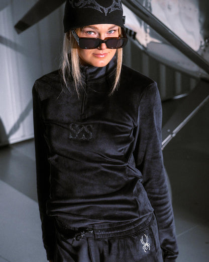 Women's Society Shimmer Bug Zip T-Neck - Society Black | Spyder Midlayers