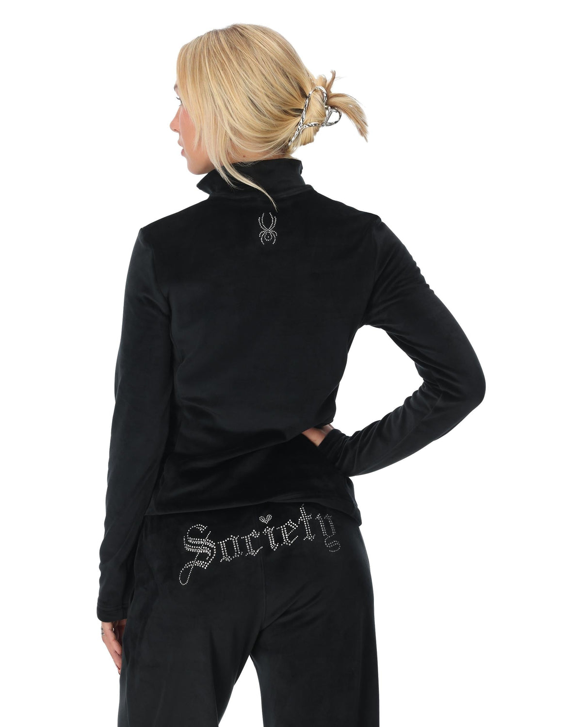 Women's Society Shimmer Bug Zip T-Neck - Society Black | Spyder Midlayers