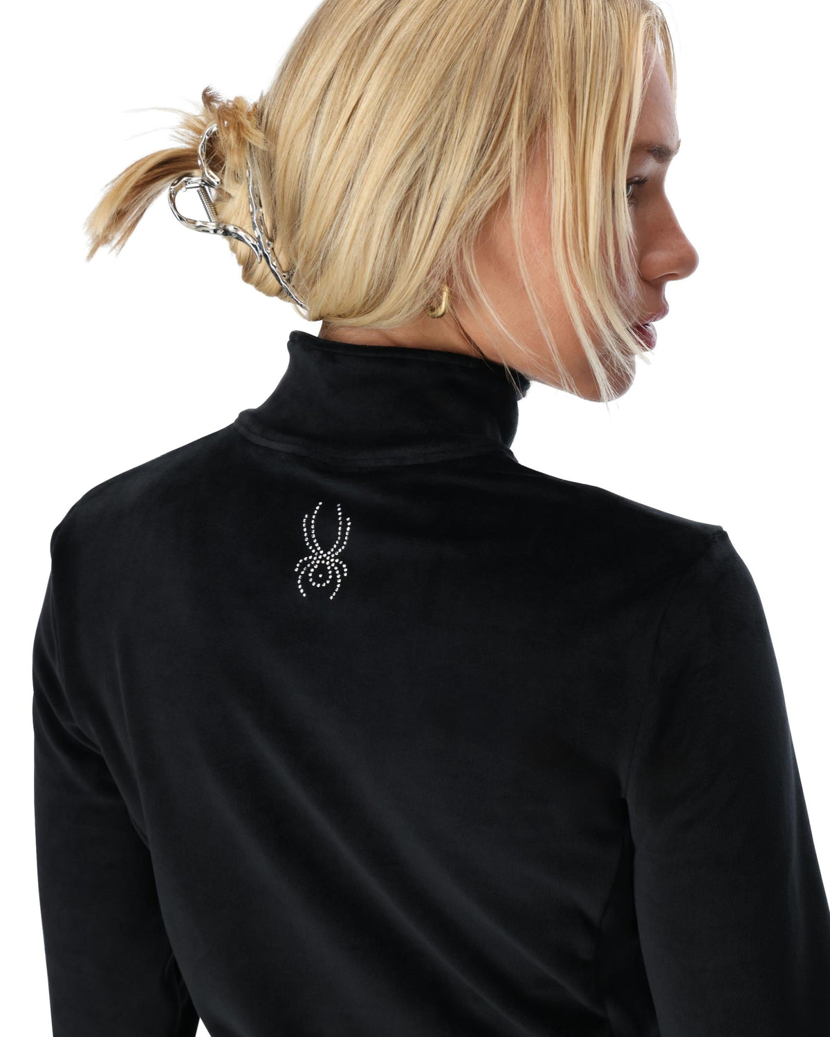 Women's Society Shimmer Bug Zip T-Neck - Society Black | Spyder Midlayers
