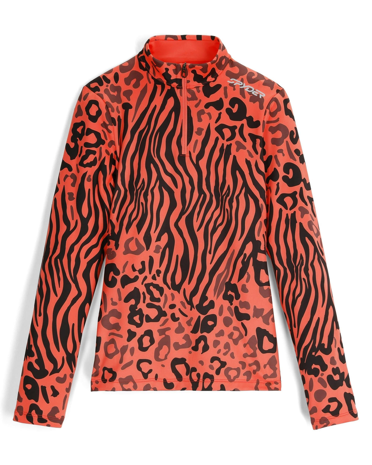Women's Vivid Half Zip Jacket - Animal Print Coral Haze | Spyder Baselayers
