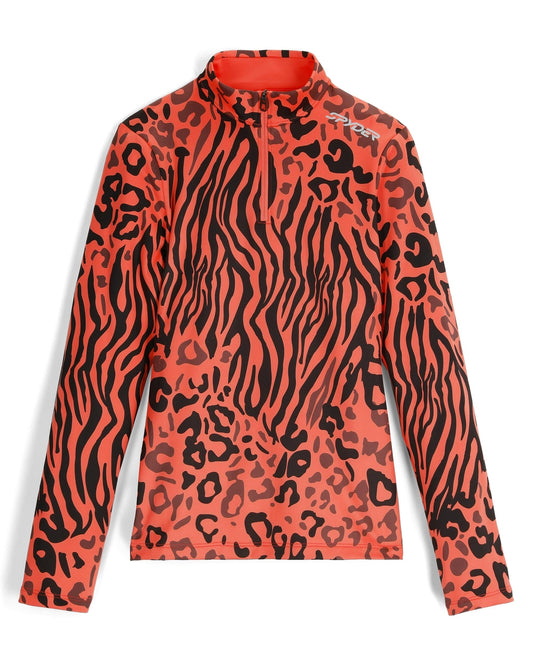 Women's Vivid Half Zip Jacket - Animal Print Coral Haze | Spyder Baselayers