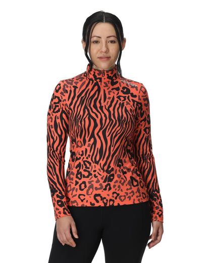 Women's Vivid Half Zip Jacket - Animal Print Coral Haze | Spyder Baselayers