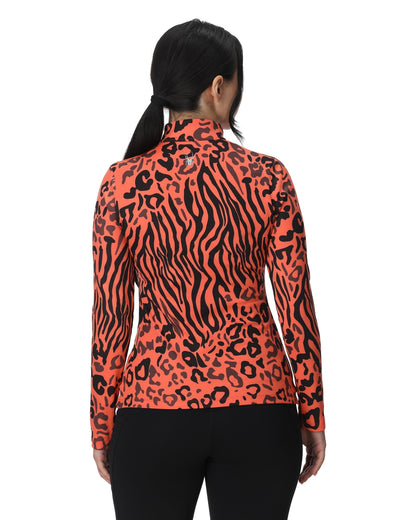 Women's Vivid Half Zip Jacket - Animal Print Coral Haze | Spyder Baselayers