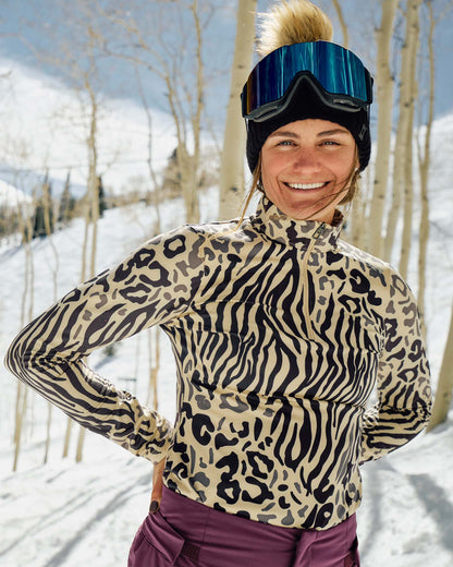Women's Vivid Half Zip T-Neck - Animal Print | Spyder Baselayers