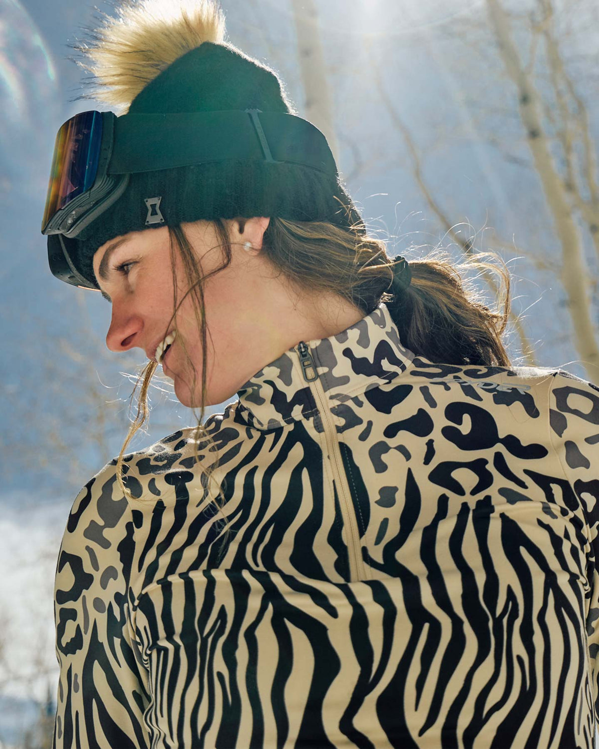 Women's Vivid Half Zip T-Neck - Animal Print | Spyder Baselayers